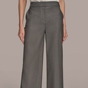 NWT Donna Karan New York Pinstriped High-Rise Slacks Size 8 Grey